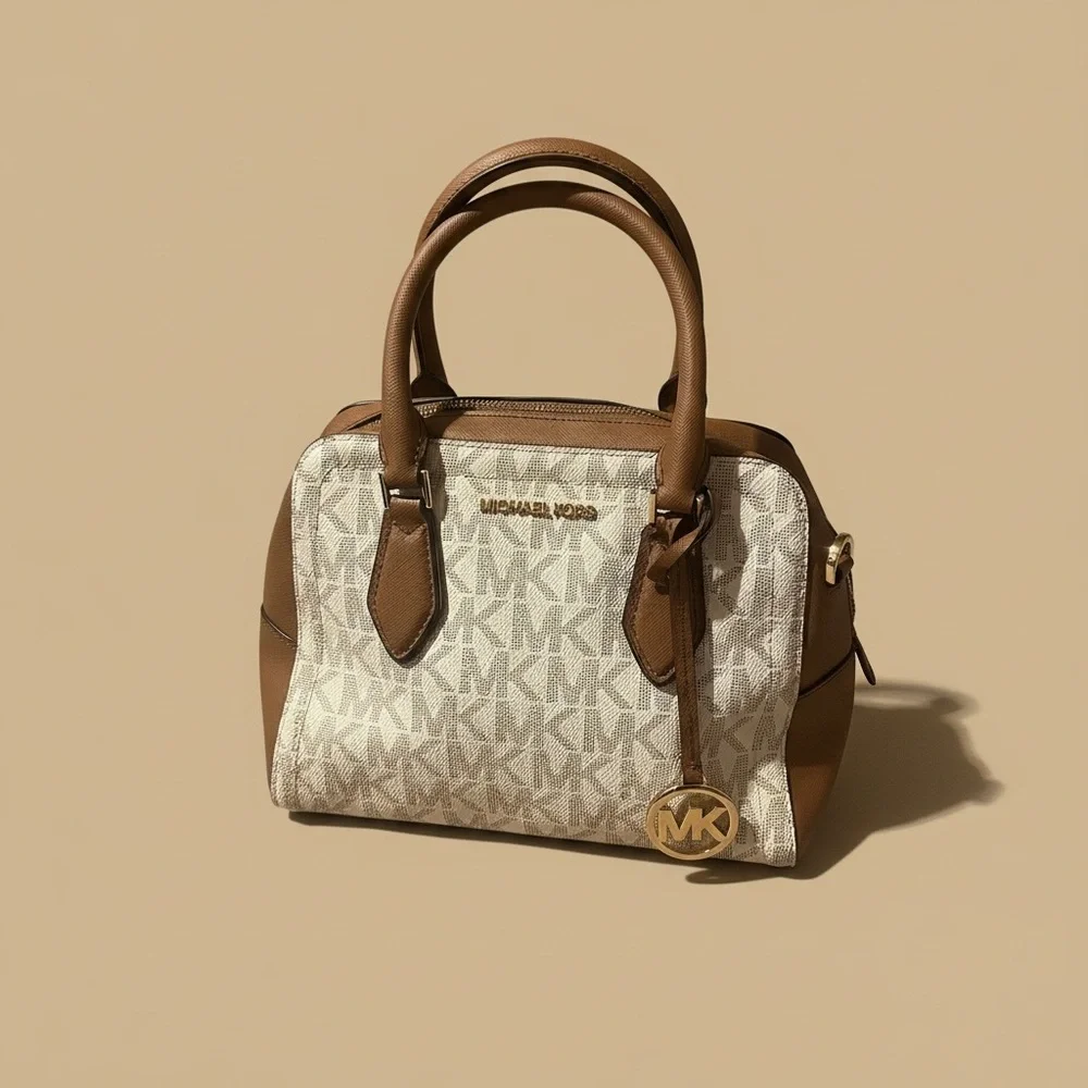 Michael Kors Ayden Medium Logo and Faux Leather Satchel